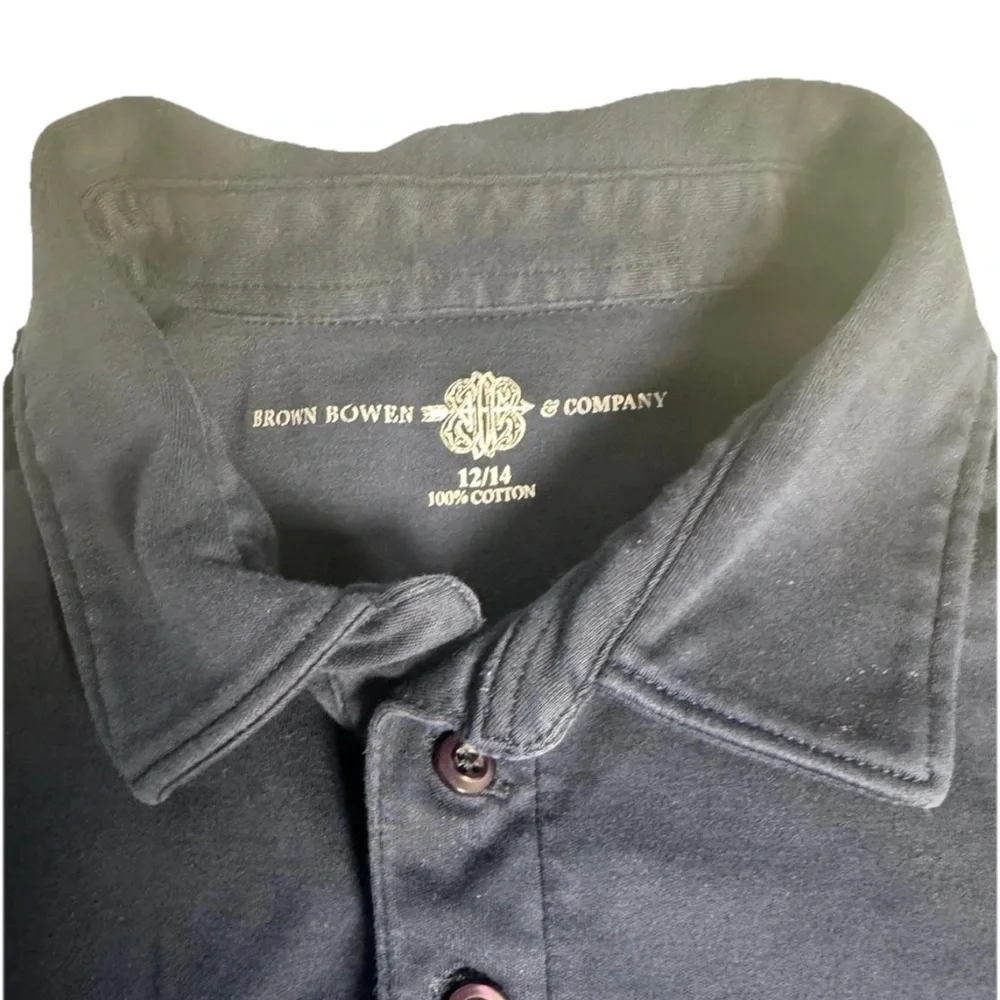 Brown Bowen & Co Boys Polo‎ Shirt Navy Blue Large 12/14